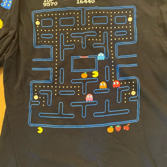 PAC MAN Unisex Black Long Sleeve Tee Shirt s PAC Man Images /Size S - Picture 3 of 9